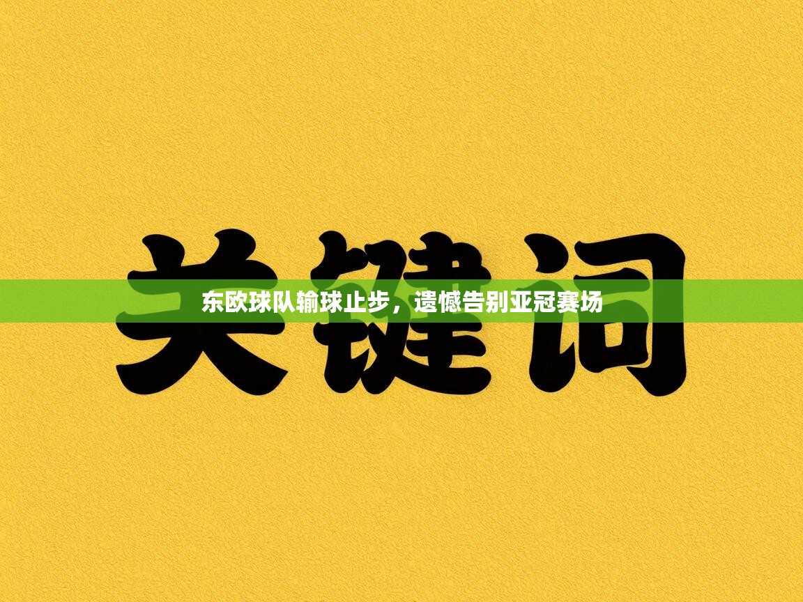 东欧球队输球止步，遗憾告别亚冠赛场  第2张